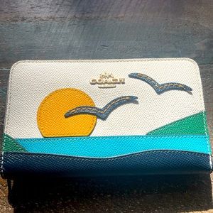 Coach zip around wallet sunset motif